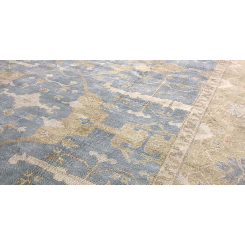 Demirji Wool Oriental Area Rug in Blue/Gold, Rectangle 9' x 11'11"