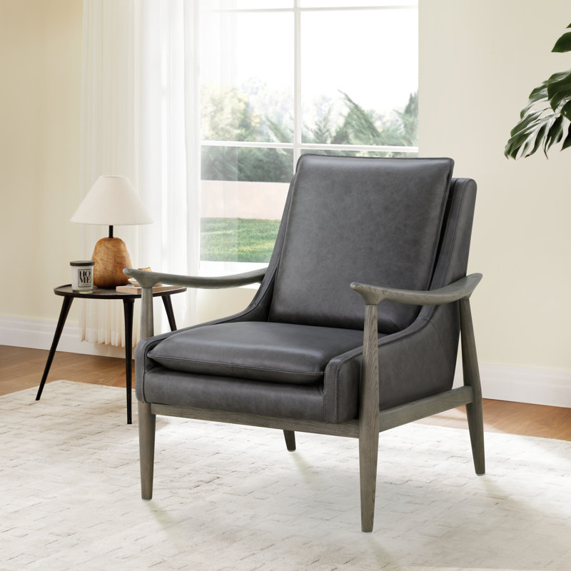 Fauteuil d'appoint en cuir véritable Caigan Abbyton
