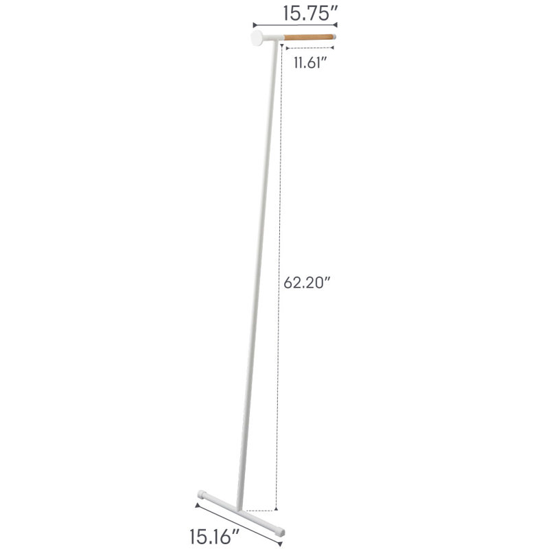 White Steel and Wood Leaning Clothes Hanger