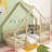 House-Shaped Floor Bed with Fence, Guardrails-834386818-834386817
