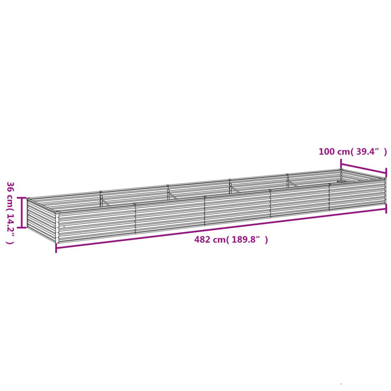 Almarene Metal Raised Garden Bed, 36cm H x 482cm W x 100cm D