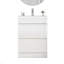 Ensemble de meuble-lavabo 24 po avec lavabo, meuble-lavabo à 2 tiroirs, armoire de salle de bain autoportante à assemblage rapide, système de fermeture en douceur, cuve en céramique à bords épais unique, conception sans poignée, blanc brillant