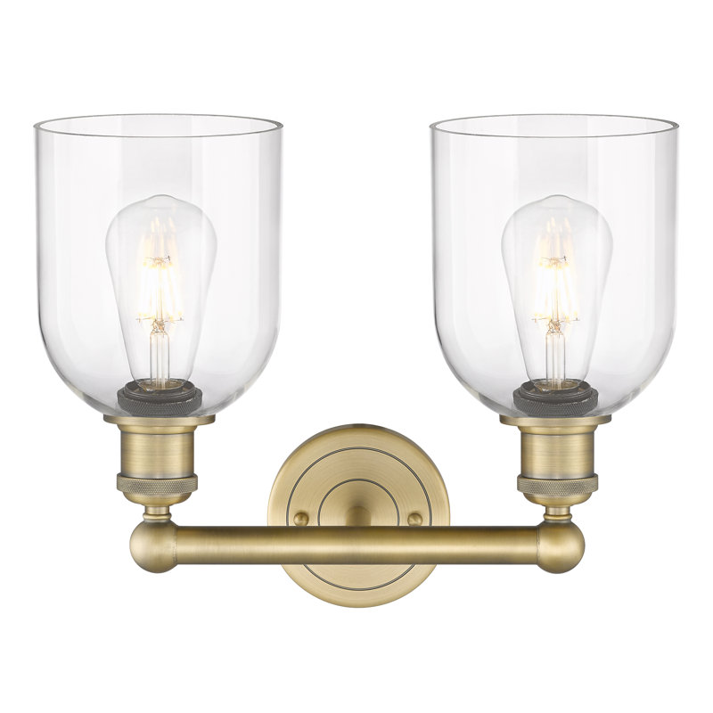 Edison Allysson 2 Light 15" Bath Vanity Light, Clear, Brushed Brass