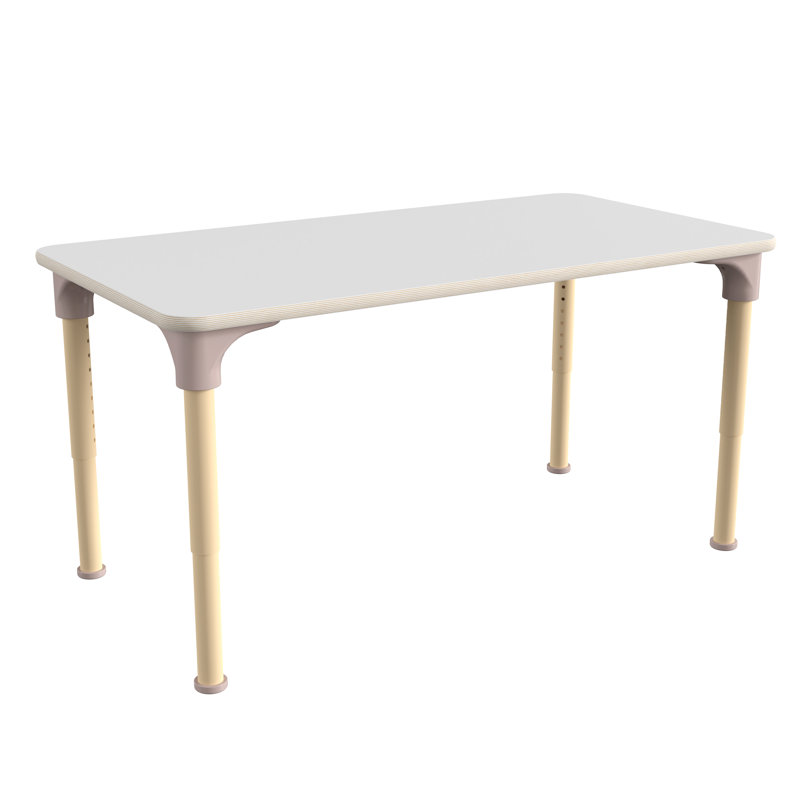 Bright Beginnings Adjustable Height Rectangular Activity Table, White/Brown