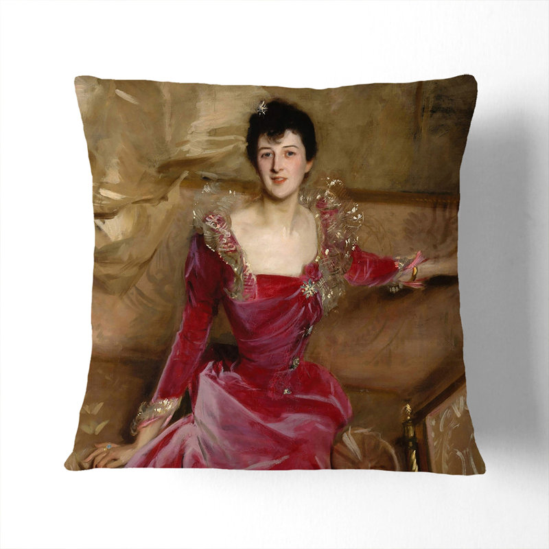 Mrs. Hugh Hammersley By John Singer Sargent Square Throw Cushion, 40cm H x 40cm W x 15cm D, Black