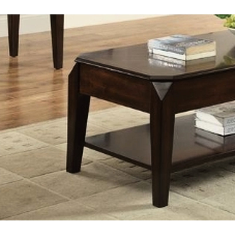 Table basse à plateau relevable moderne de couleur noyer - rangement spacieux et design élégant rectangulaire en noyer