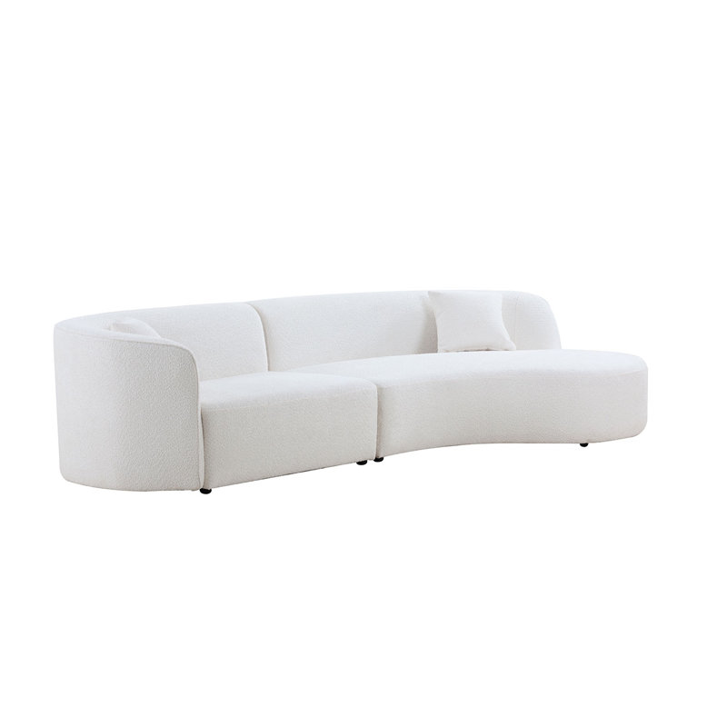 Canapé courbé 3 places Braylon Boucle, Beige Boucle