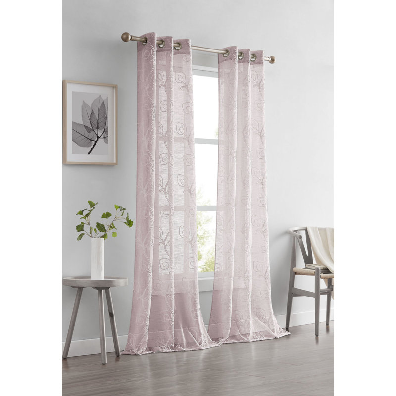 Najim Poleyester Sheer Curtain Pair, Blush, 38" W x 84" L