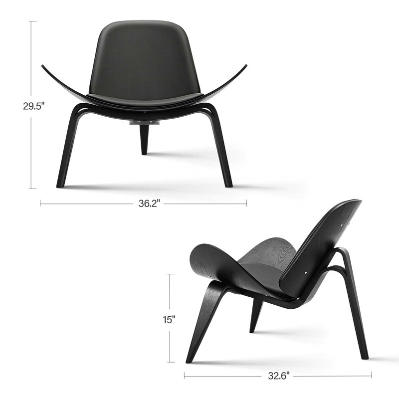 Andalyn Upholstered Accent Chair Mid Century Modern Lounge Chair Chair, Ash, Black