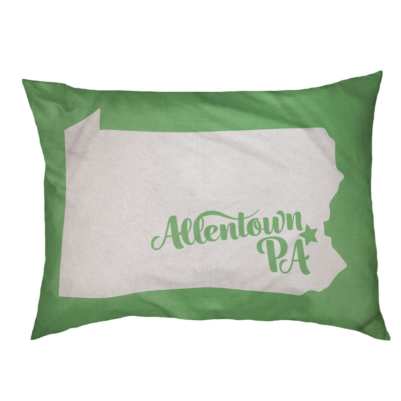 Coussin stylisé allentown de pennsylvanie, Petit (L 18 po x l 28 po), Vert