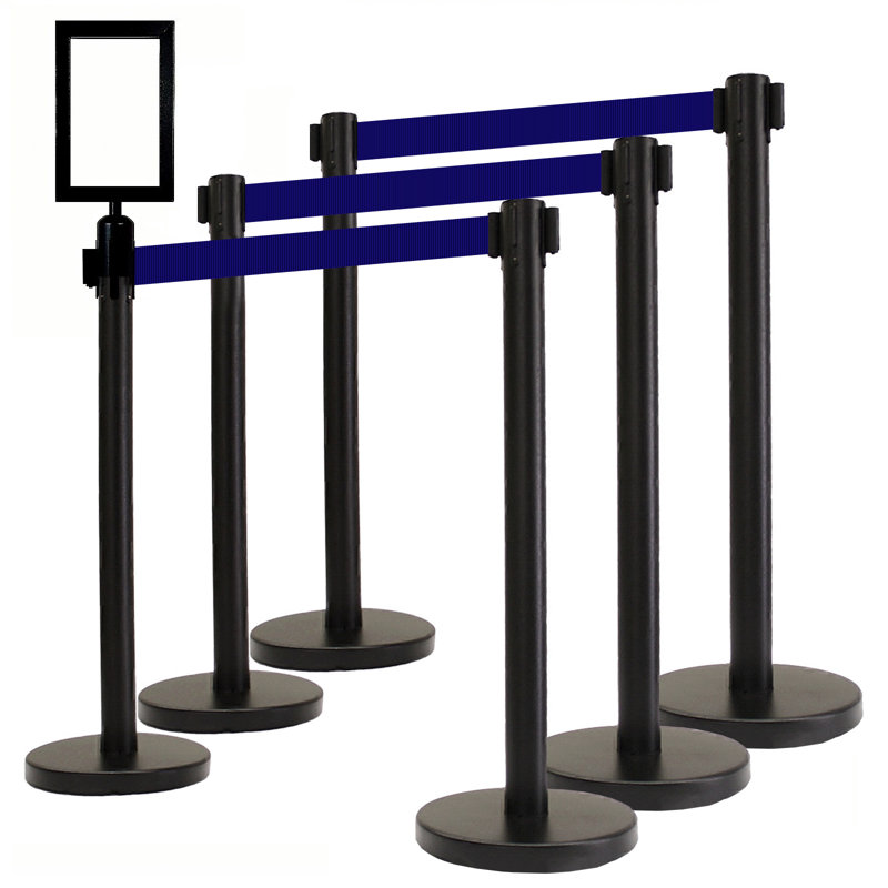 Barrière de sécurité de 36 po pour ceinture de sécurité rétractable (6 Blk avec ceinture bleue 78 po + récepteur SF + W)