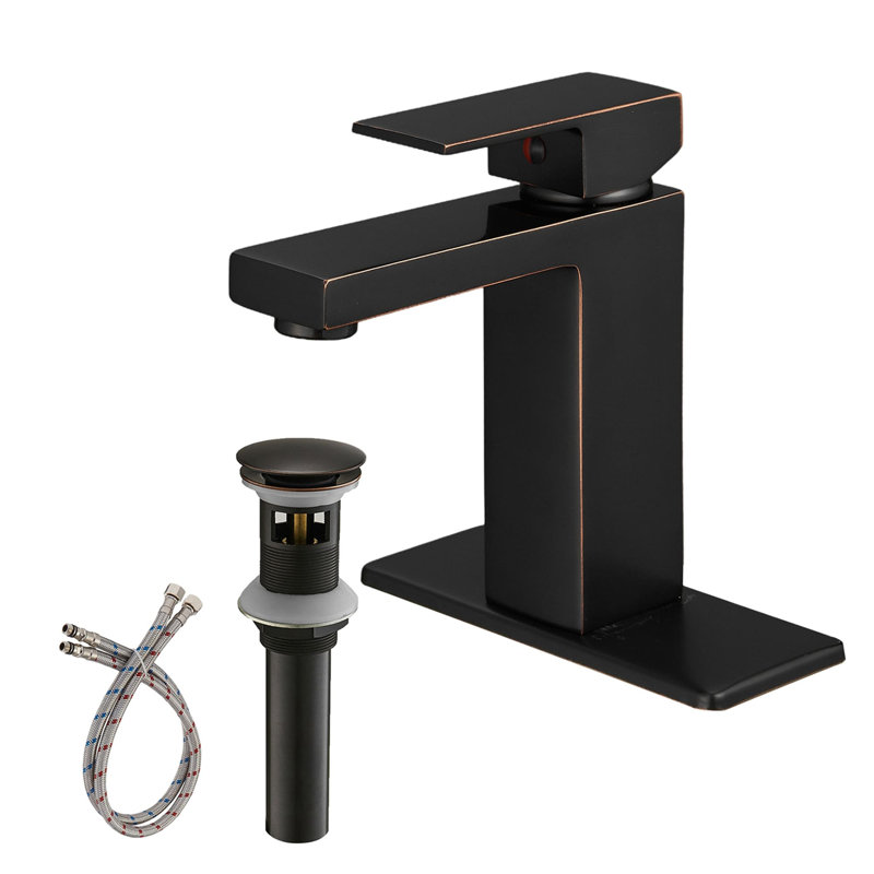 Robinet de salle de bains monotrou avec ensemble de drainage, Bronze huilé