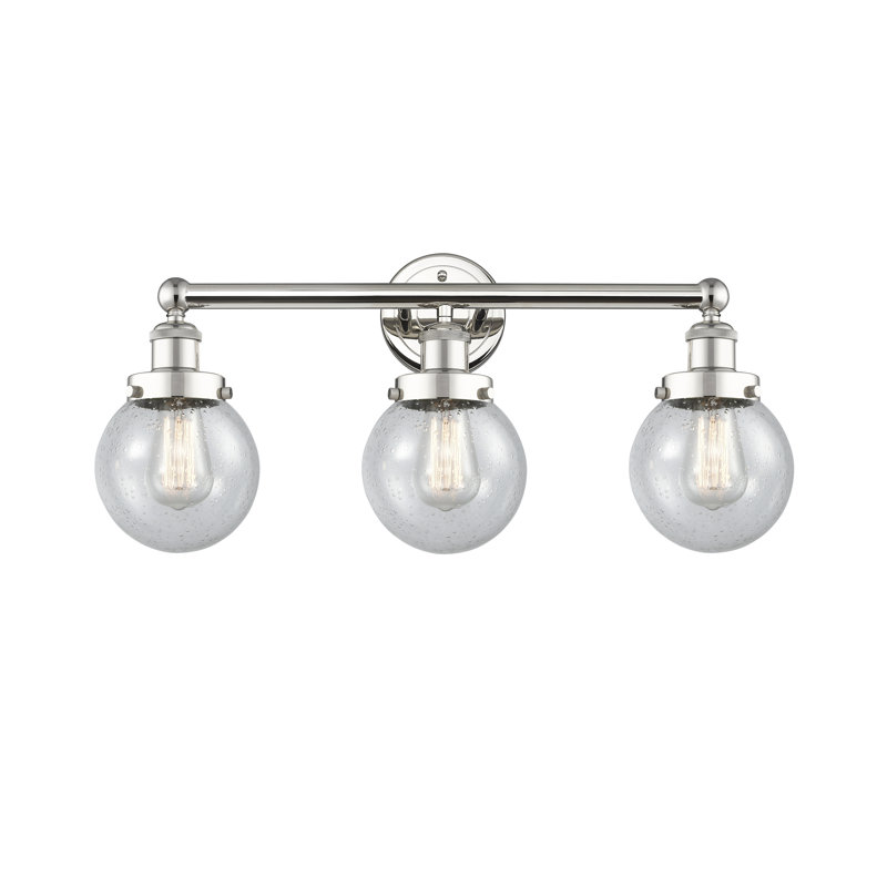 Éclairage de salle de bain à 3 lumières à intensité variable Alphonsa, Grainé, Nickel poli