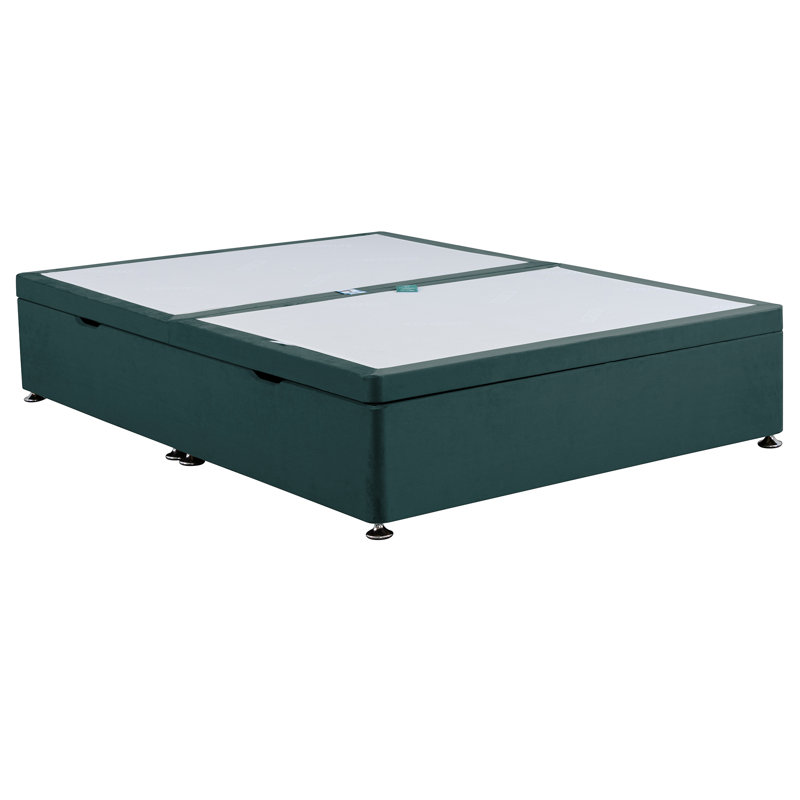 Riviere Divan Bed Base, Kingsize (5'), Plush Teal, Side Open Ottoman Base