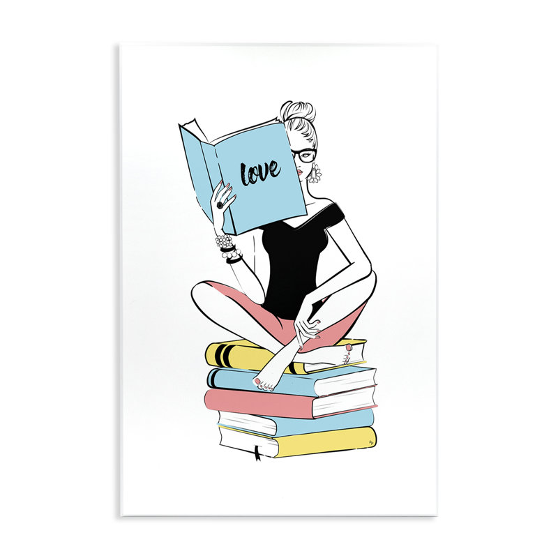 «Book Love Girl», art mural sur plaque par Martina Pavlova, H 19 po x l 13 po
