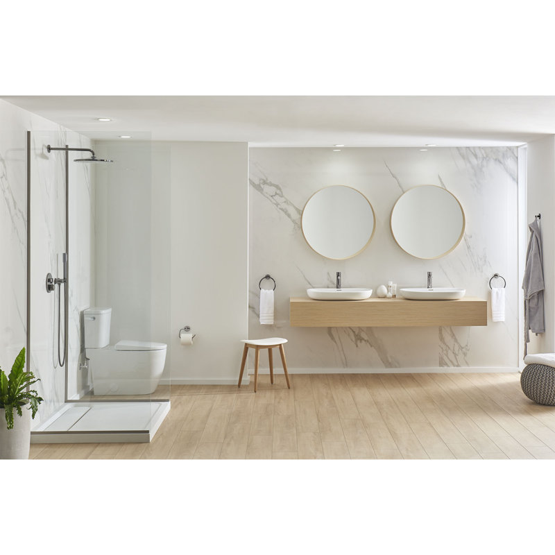 Essence Alpine White Oval Wall Mount Bathroom Sink with Overflow, 8" Centers
