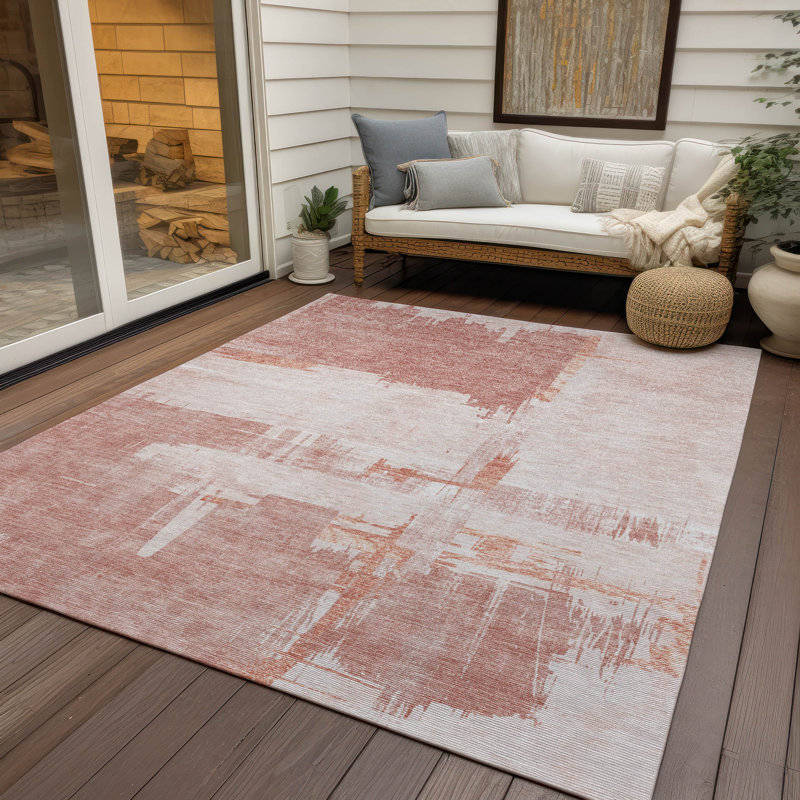 Tapis intérieur / extérieur en polyester tissé à la machine Kaylani, Rectangle 10 pi x 14 pi