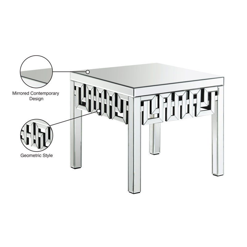 Luong Mirrored Glass Top End Table