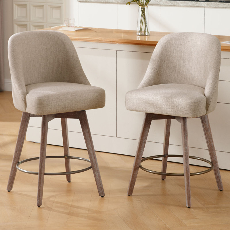 Mangu Upholstered Swivel Stool, Beige