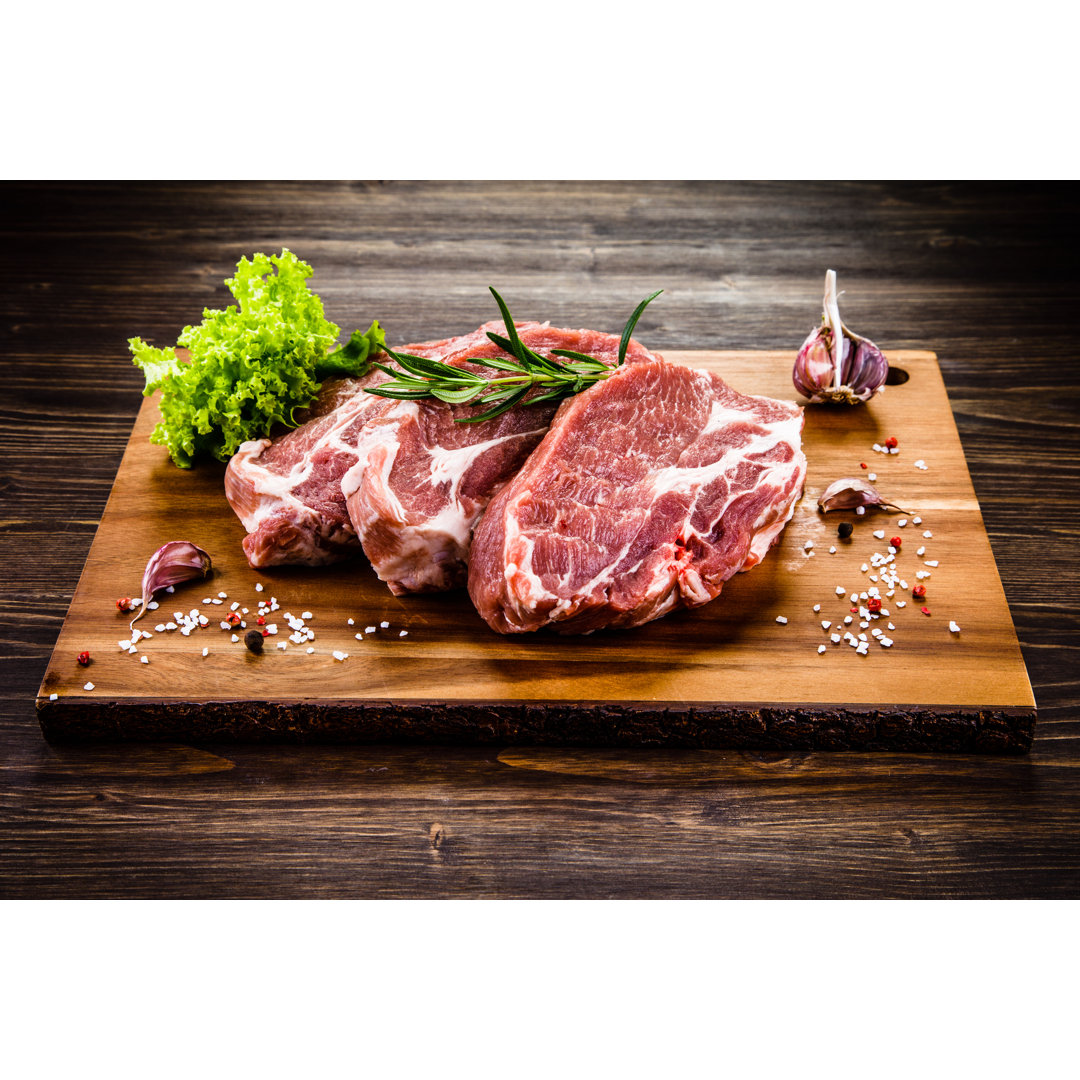 Pork On Cutting Board by Gbh007 - Wrapped Canvas Print
