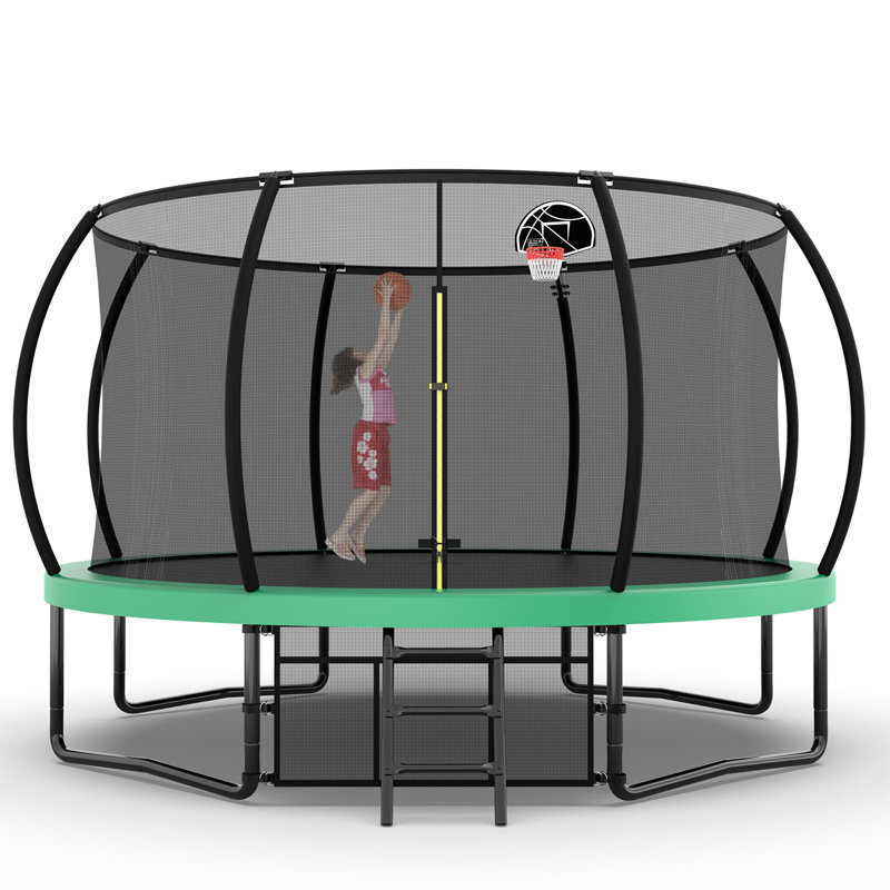 Trampoline 14 pi avec enceinte, Vert