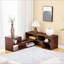 Meuble télé modulaire en noyer foncé, console multimédia à rangement libre, meuble télé moderne minimaliste, meuble télé réglable pour le salon