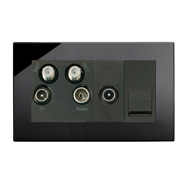 Crystal PG TV - Radio - Twin Sat / TV / BT Master Socket White, Black