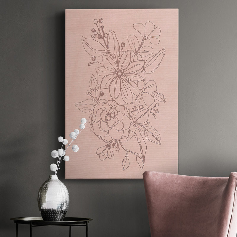 Rosetone Blossoms I, toile tendue avec châssis de qualité supérieure - prête à être accrochée, H 27 po x l 16 po x P 1,5 po