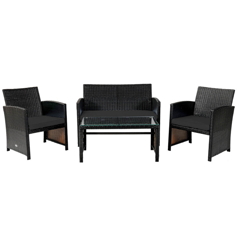 Ensemble de meubles de patio en rotin 4 pièces