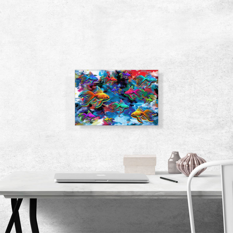 " Goldfish Freshwater Aquarium Fishes Rectangle ", 12" H x 18" W x 1.5" D