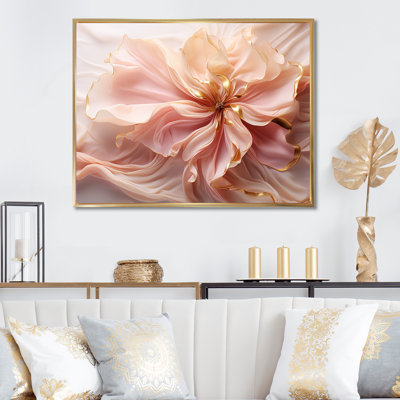 Impression sur toile de fleurs liquides liquides tendres en blanc et rose clair - formes abstraites
