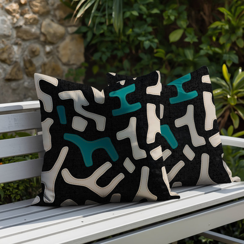 Coussin intérieur / extérieur 2 ensembles Mai, Sarcelle, 18 x 18