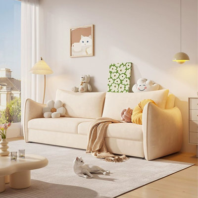 Causeuse-causeuse beige à 103% de polyester