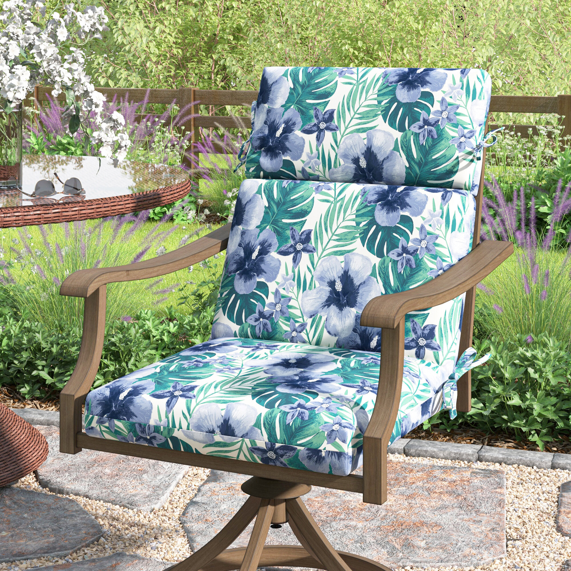 Arden Selections 21 in. x 44 in. Garden Delight Outdoor Dining Chair Cushion