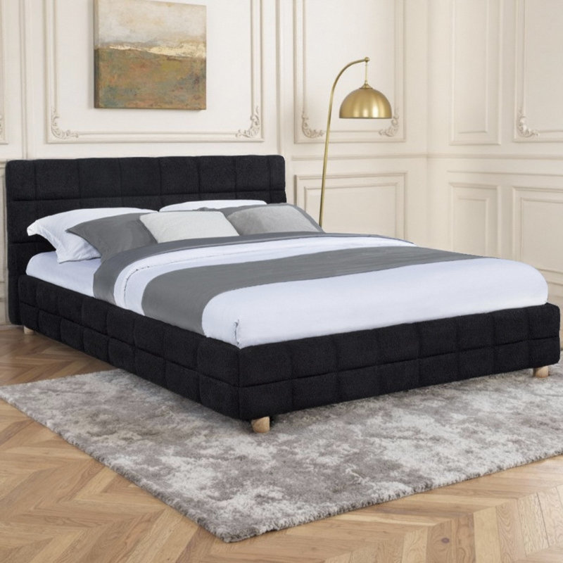 Lit plateforme tapissier Modern, Noir, noir, noir, noir