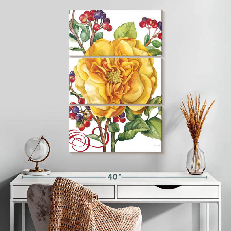Harnek fleurs et baies rose, H 32 po x l 20 po
