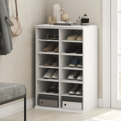 Furinno FANO Closet Organizers and Storage, 12-Cube Closet Organizer with Adjustable Shelves, Stackable Open Shelf Closet Shelves, 15.9 x 23.6 x 36.2 for Wardrobe, Bedroom, Living Room, White
