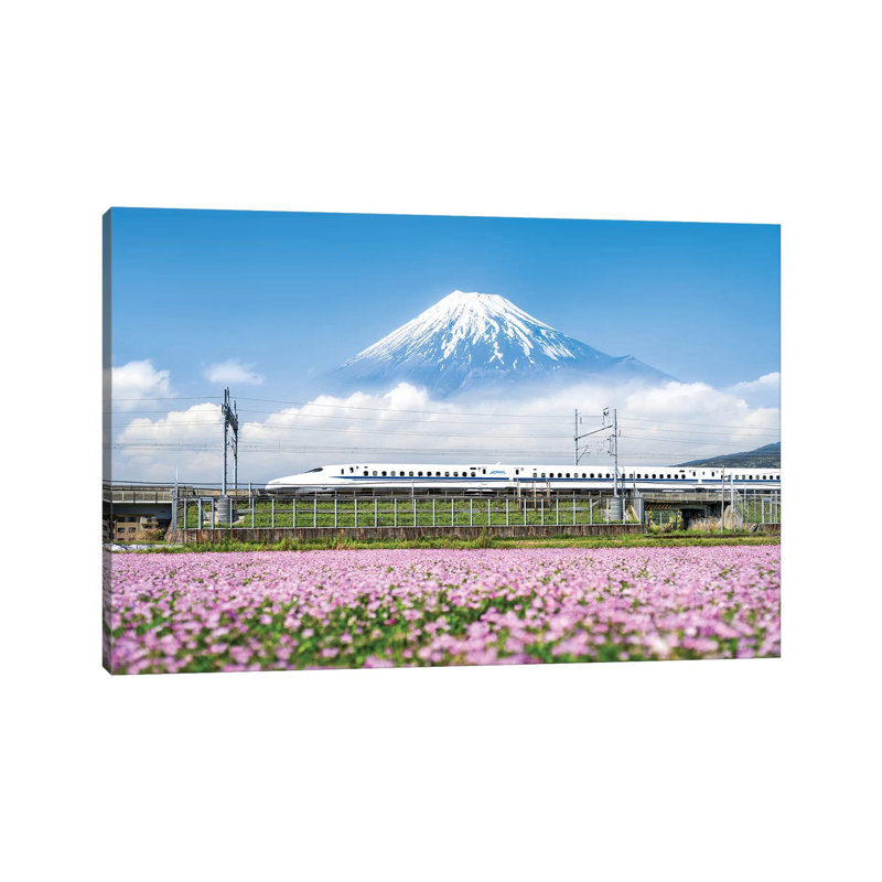 Shinkansen Bullet Train With Mount Fuji 1 Piece Wrapped Canvas Wall Art, 101.6 cm H x 66.04 cm W