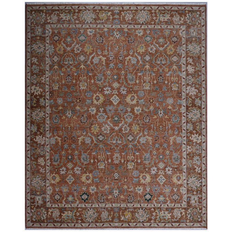 Tapis 100% laine noué à la main, Rectangulaire 8 pi x 10 pi