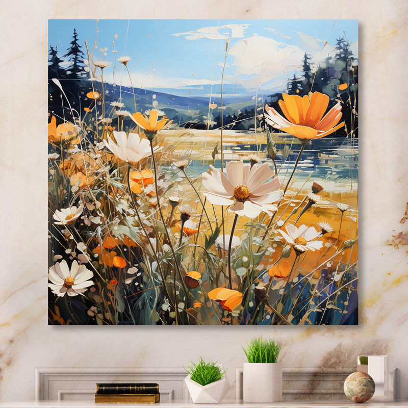 Sunny Meadows - Décoration murale paysage abstrait en métal, H 16 po x l 16 po x P 1 po
