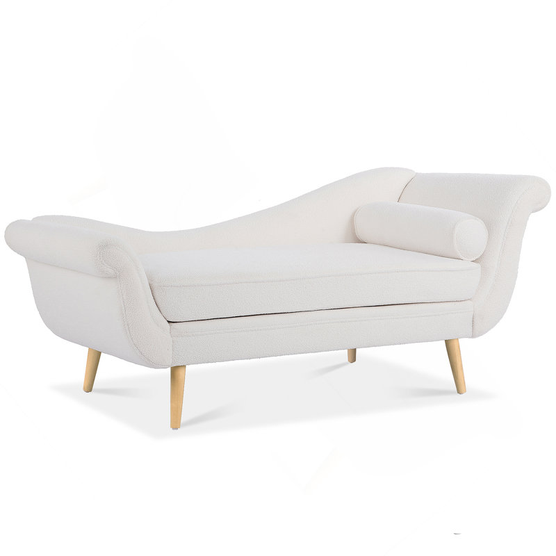 Chaise longue avec accoudoirs à volutes, Blanc