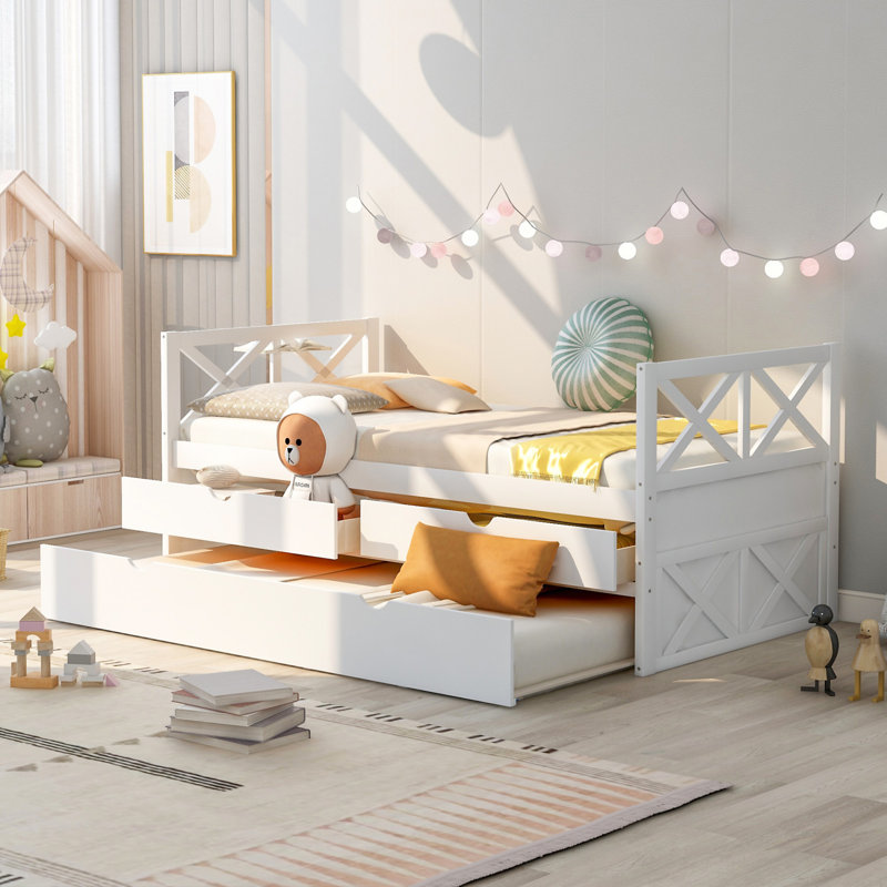 Multi-Functional Daybed With Drawers And Trundle, White