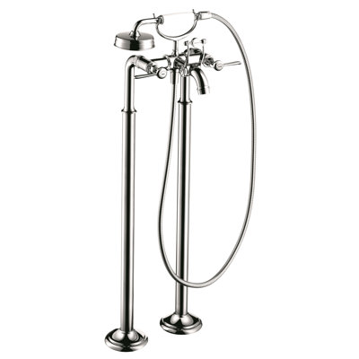 AXOR Montreux Double Handle Floor Mounted Clawfoot Tub Faucet Trim with Handshower