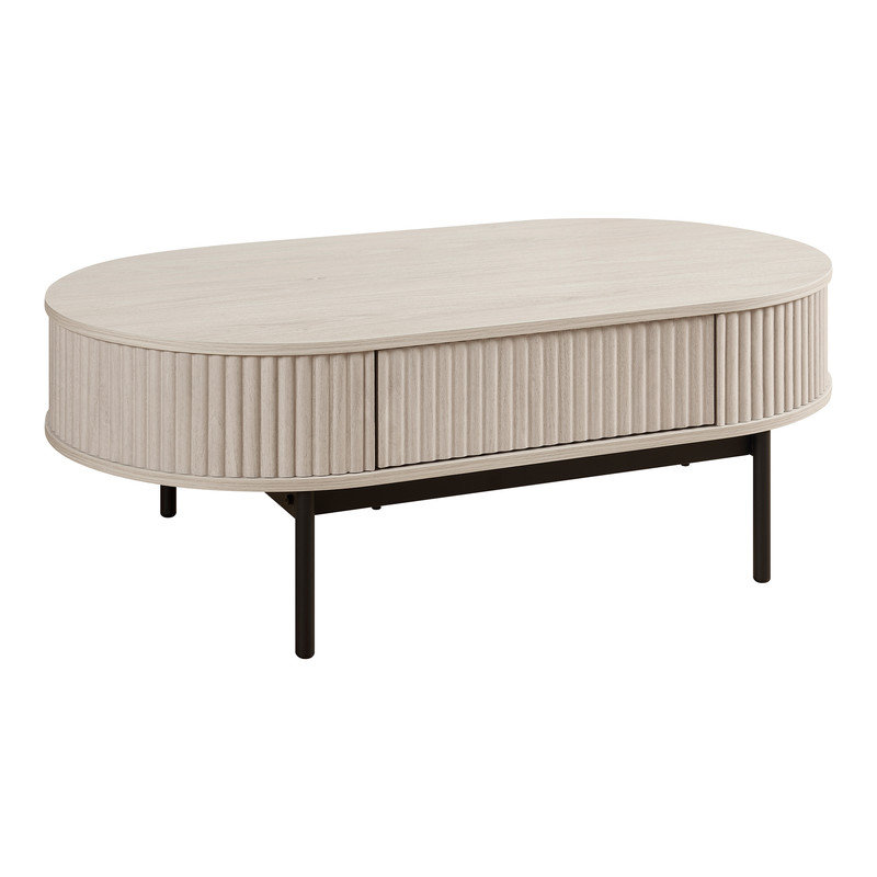 Oval Fluted Coffee Table with Drawer
