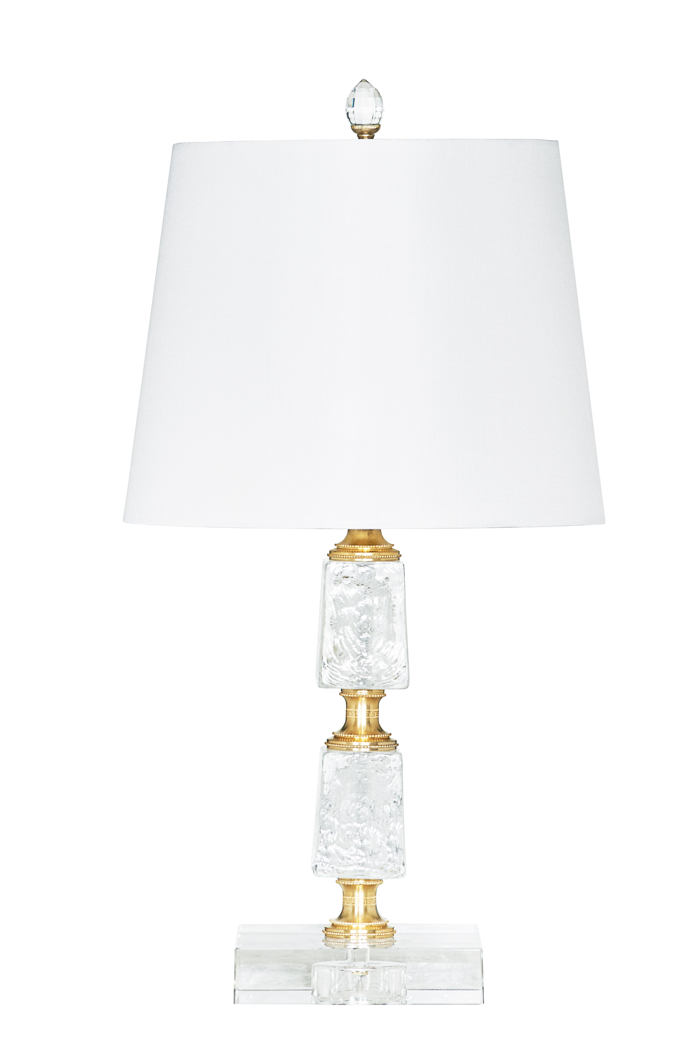 JONATHAN Y Claire 28.5 in. Crystal Table Lamp, Clear/Brass (Set of