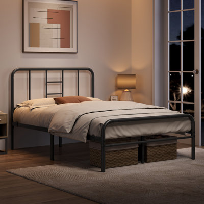 Metal-Framed Bed with High Headboard