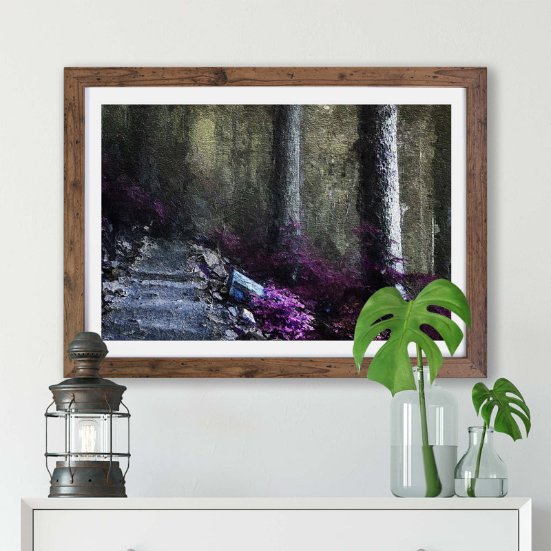 Path Through A Forest In Vancouver - Single Picture Frame Painting, Walnut, 45cm H x 63cm W x 2cm D