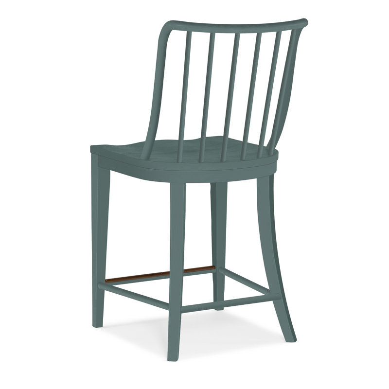 Blue Wood Spindle-Back Counter Stool