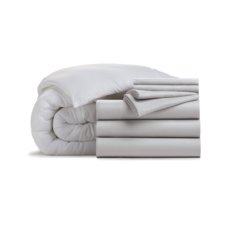 Home Box Stitch Comforter, Silver, King Comforter + 6 Additional Pieces