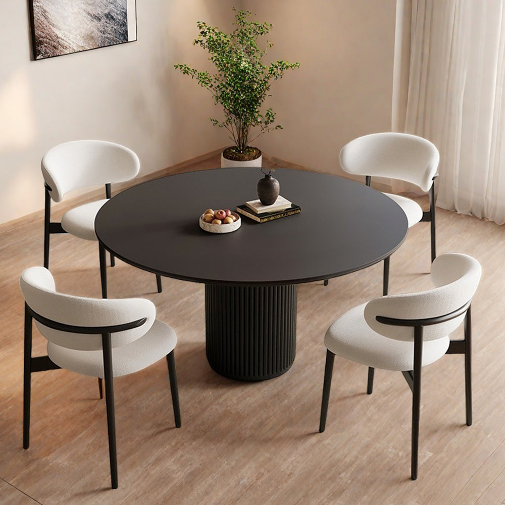 Elamer French style minimalist round dining table set | Wayfair